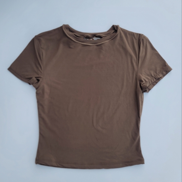 Pedigree ButterSoft Baby Tee Crop Top | Brown - Picture 1 of 10